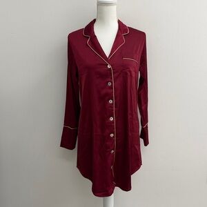 Women's Burgundy Satin Pajama Shirt
